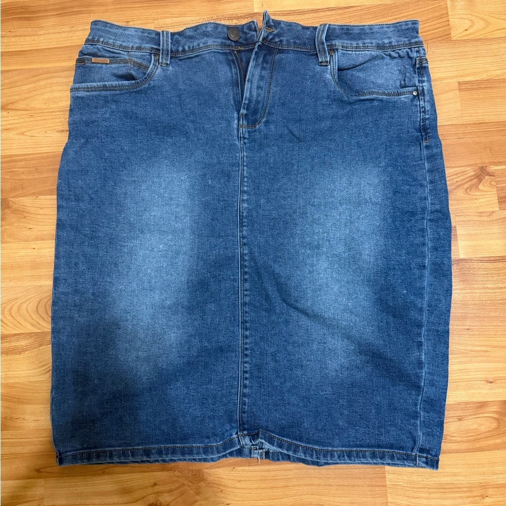 Esteem denim knee length skirt